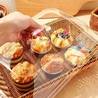 1PC Imitation Rattan Woven Basket with Acrylic Lid Transparent Vegetable Bread Serving Food Bread Basket 3 Colors and 3 Sizes 2