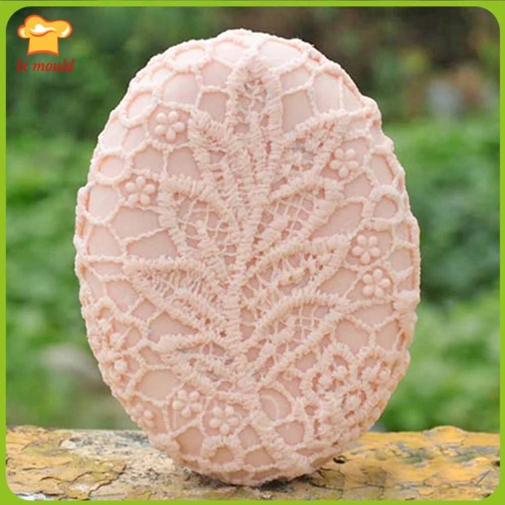 

Oval Bar Lace Pattern DIY Handmade Soap Silicone Molds Cake Decor Chocolate Baking Mould Flower Patterned Candle