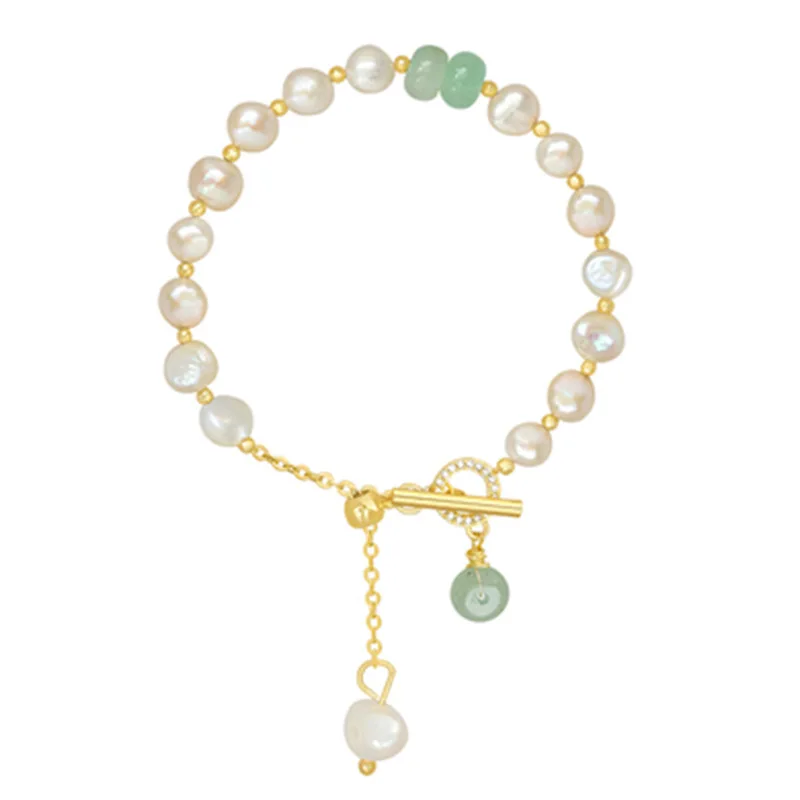 Multilayer Irregular Imitation Pearl Chunky Chain Star Flower Pendant Bracelet For Women