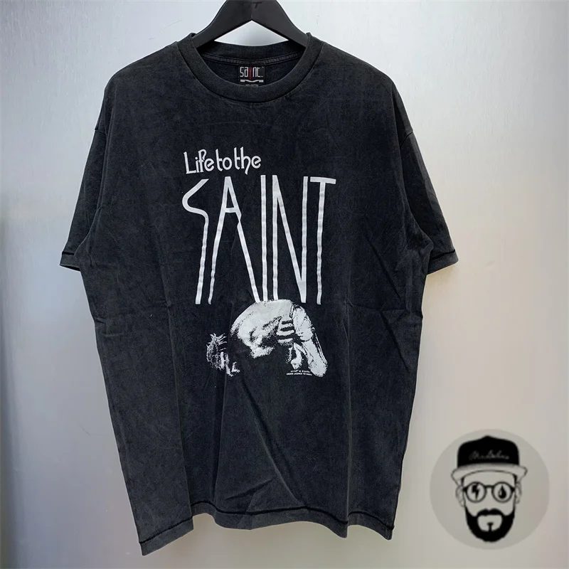 

Free shipping 2024ss SAINT MICHAEL T Shirt Men Women Heavy Fabric Unisex Top Tees T-shirt