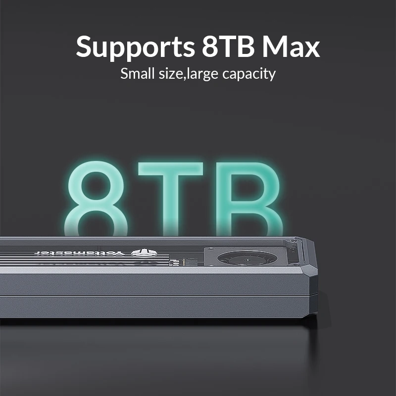 요타마스터 USB4 M.2 NVMe SSD 케이스 (쿨링 터보 팬 포함) 8TB 타입 C 40Gbps 하드 드라이브 인클로저 (썬더볼트 3/4 타입 호환)