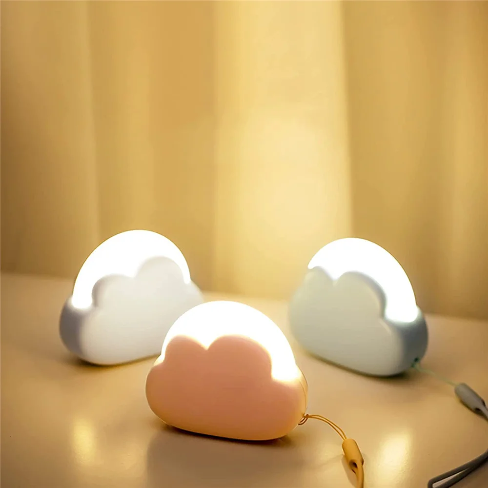 

Portable Bedroom Bedside Children Night Lamp Cloud Night Light 4 Modes Kids Soft Silicone USB Rechargeable LED Baby Nightlight
