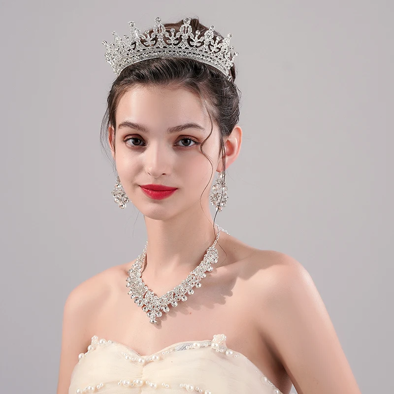 CrownNecklaceEarringSetWeddingBrideSweetandElegantAccessories