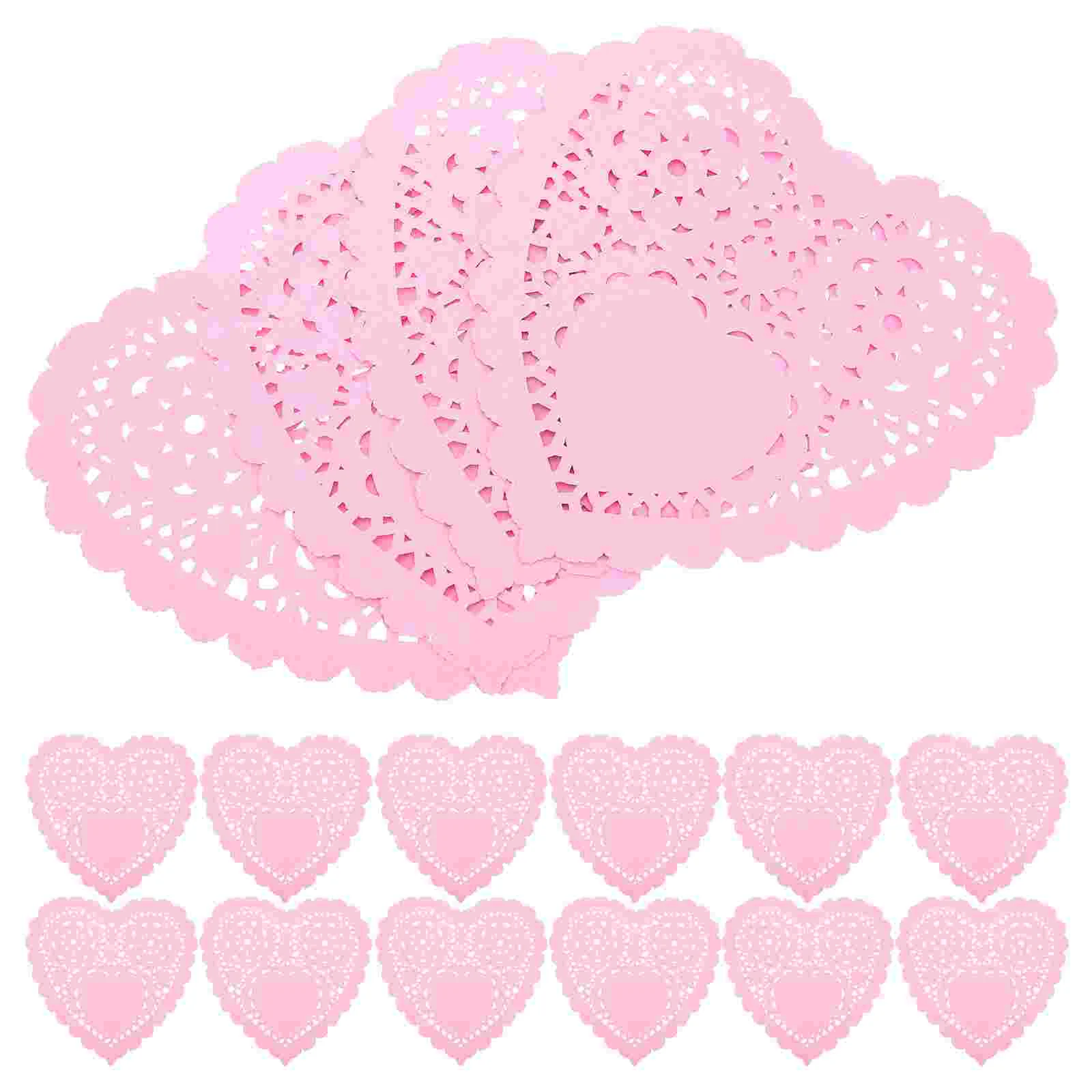 

100pcs Paper Doilies Small Heart Paper Doilies for Valentine Tableware Decoration