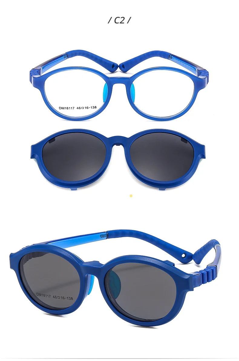 Ralferty Flexible Kinder-Sonnenbrille zum Anklipsen, abnehmbare Brillengestelle, für Mädchen und Jungen, runde Outdoor-Brillen, verschreibungspflichtiger optischer Rahmen – Detail 10