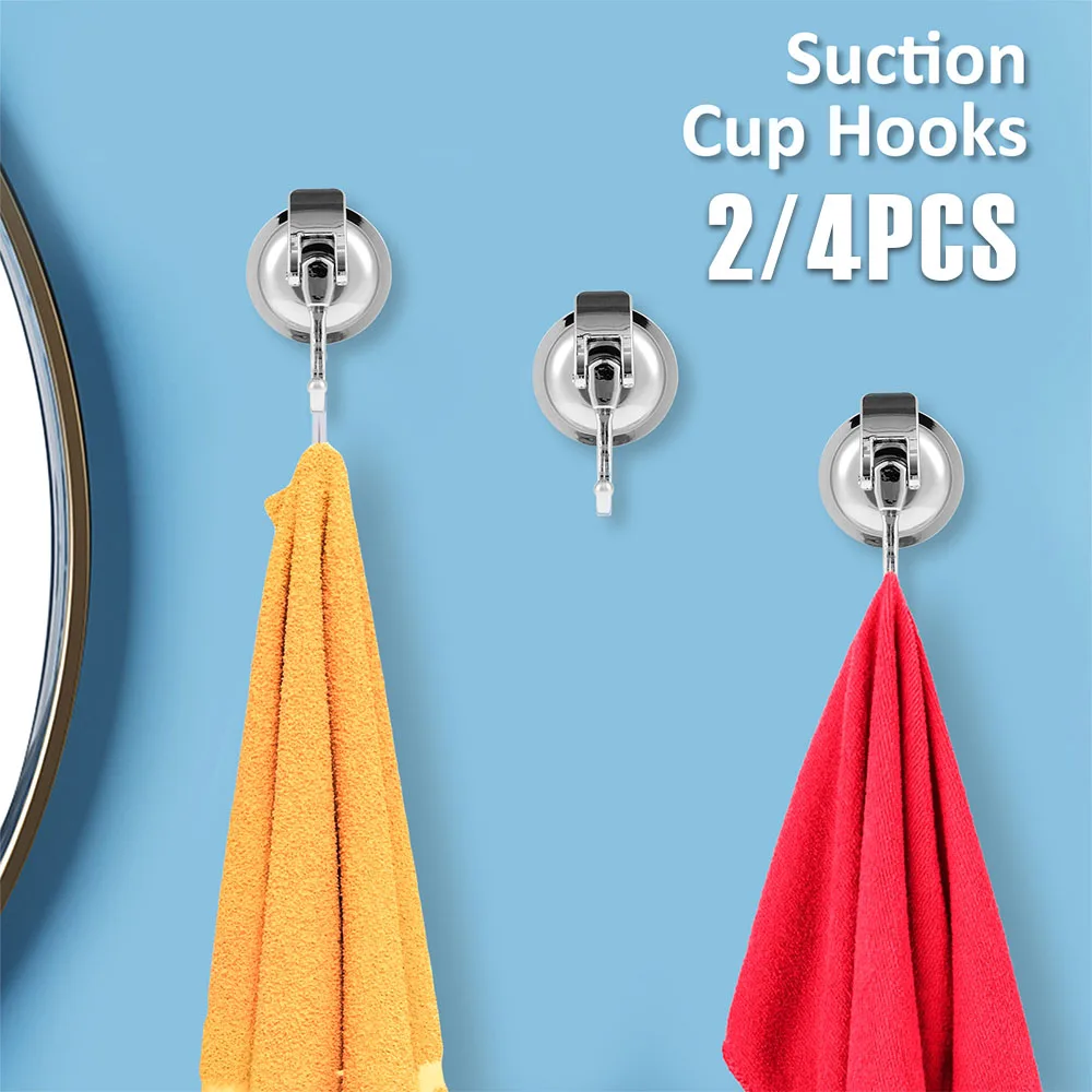 2/4Pcs Suction Cup Hook 15LB Super Suction Wall Hook No Drilling Vacuum Robe Clothes Towel Hook for Kitchen Bathroom Restroom