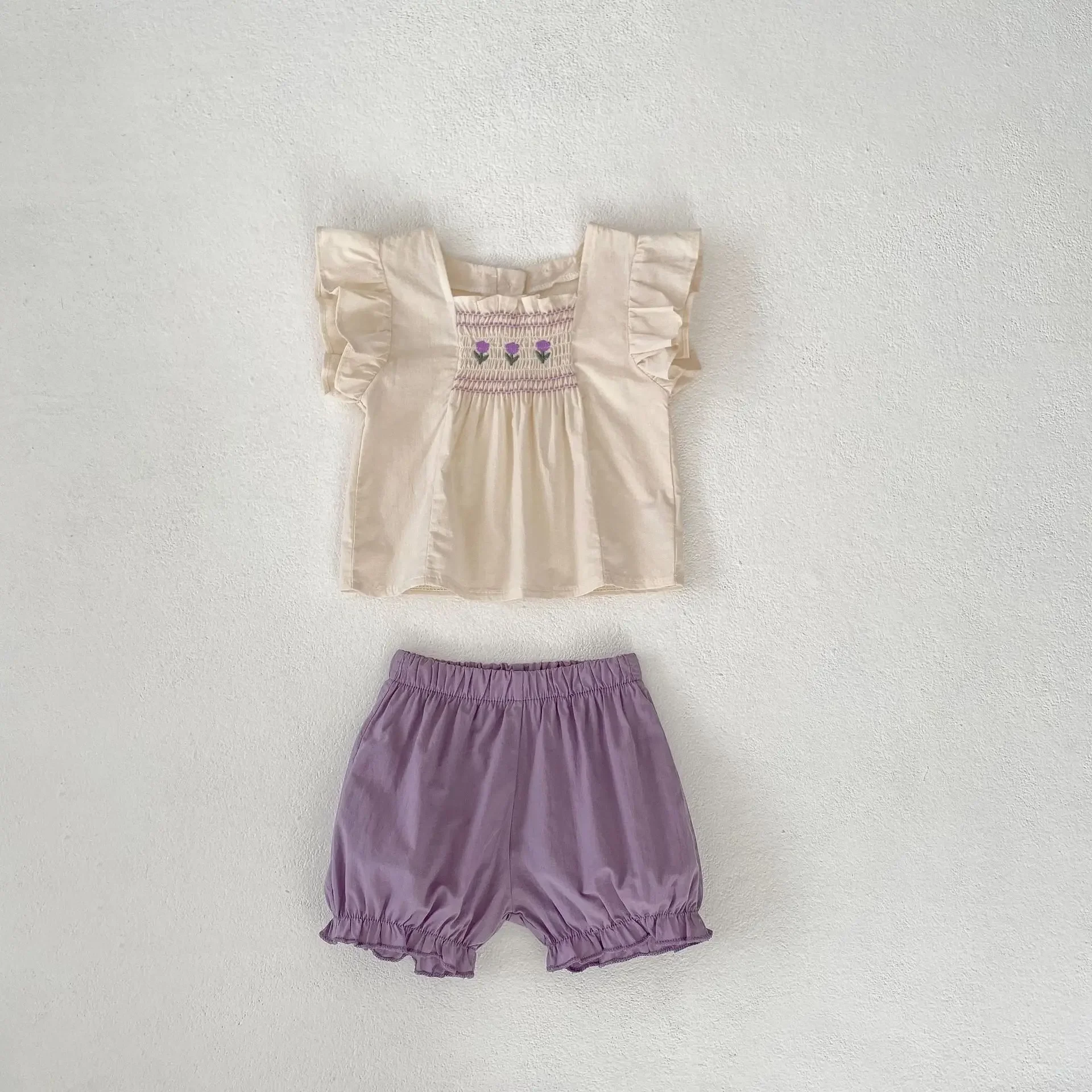 Baby Girls Cotton Clothes Set Tulip Tops And Shorts