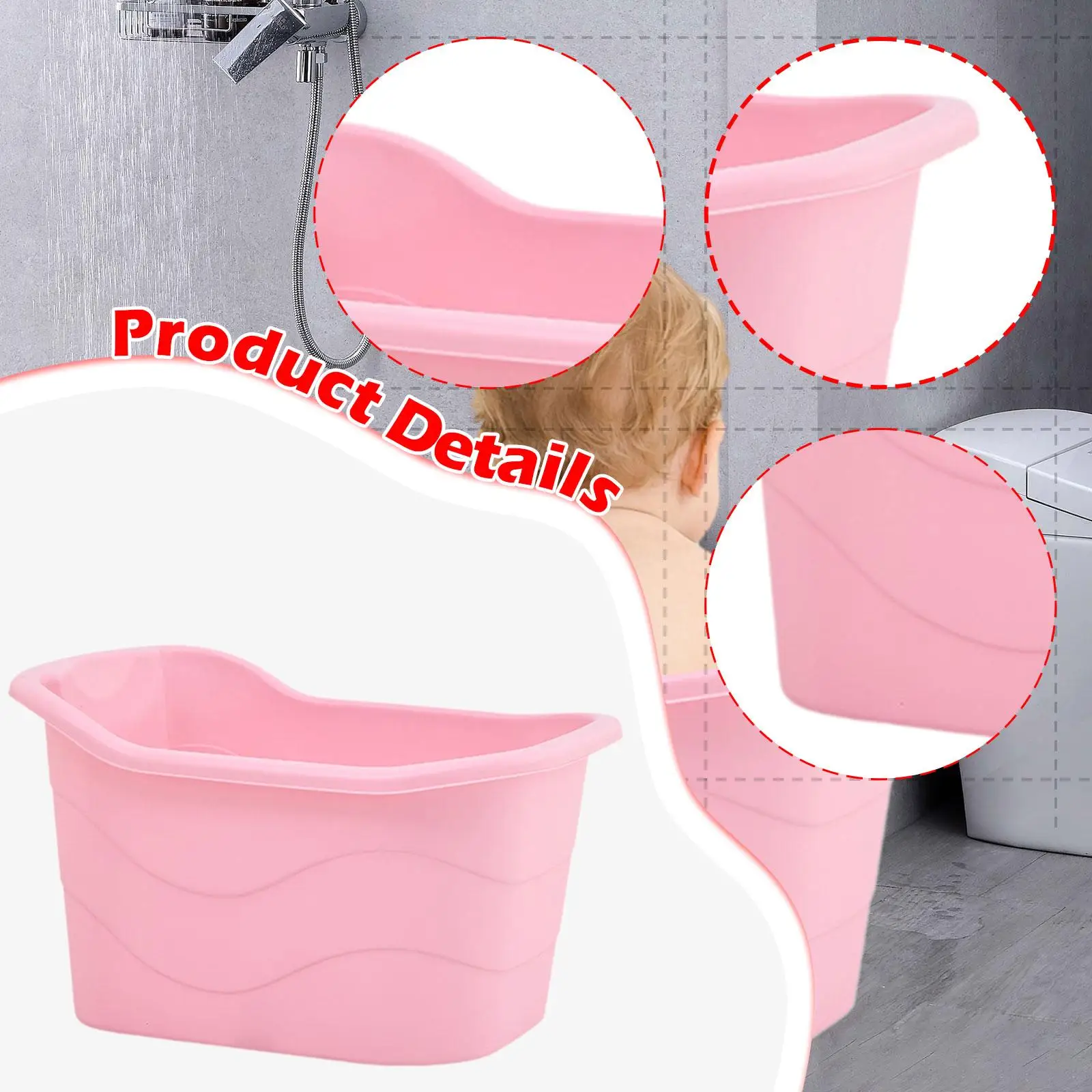 Baby Tub Bucket Side Drainage Hole with Support Seat Shower Basin Baby Bath Tub Bathroom Accessories for Kids Toddlers Newborn