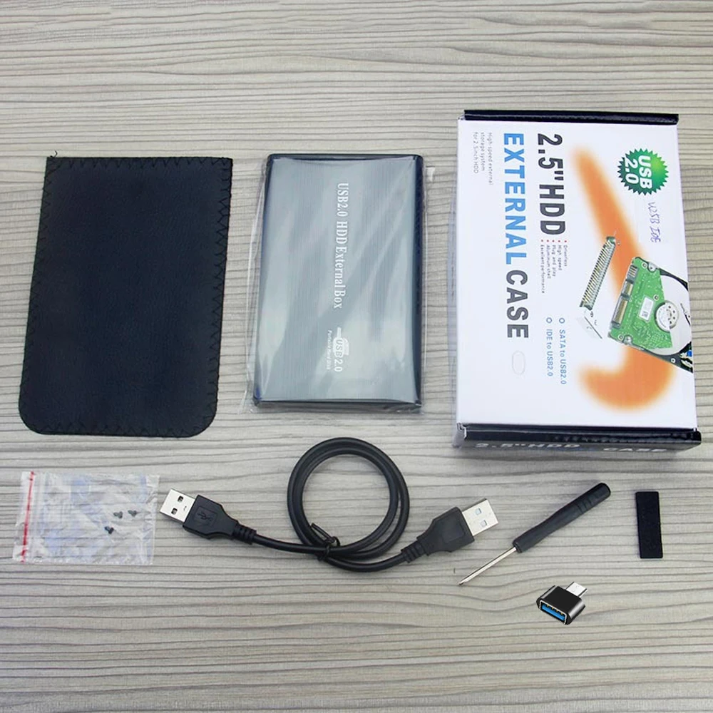 USB 2.5인치 IDE HD 하드 드라이브 디스크 인클로저 HDD 외부 박스 케이스 데스크탑 컴퓨터 PC용 LED 조명이 있는 2.5 IDE HDD