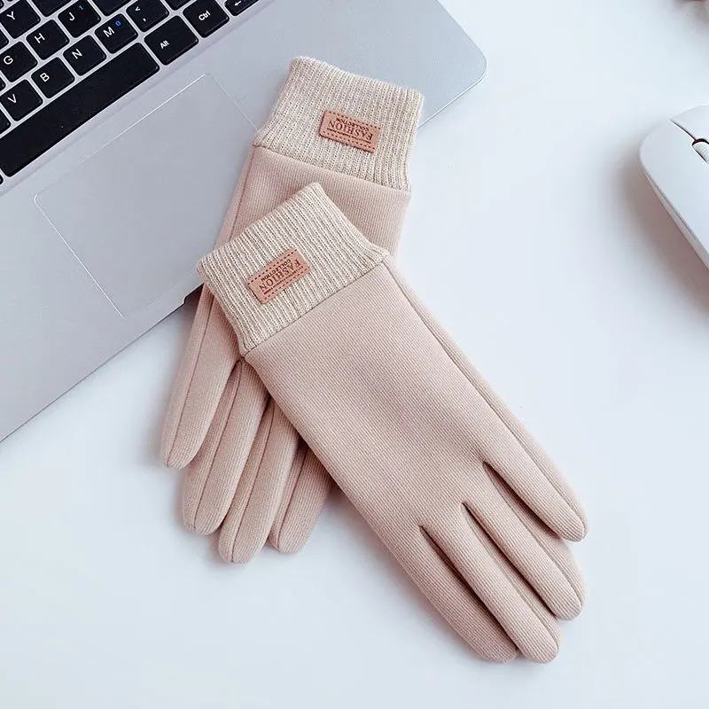 

Female Fashion Winter Gloves Thickened Touch Screen Solid Color Glove Warm Driving Gloves Full Fingers Mitt