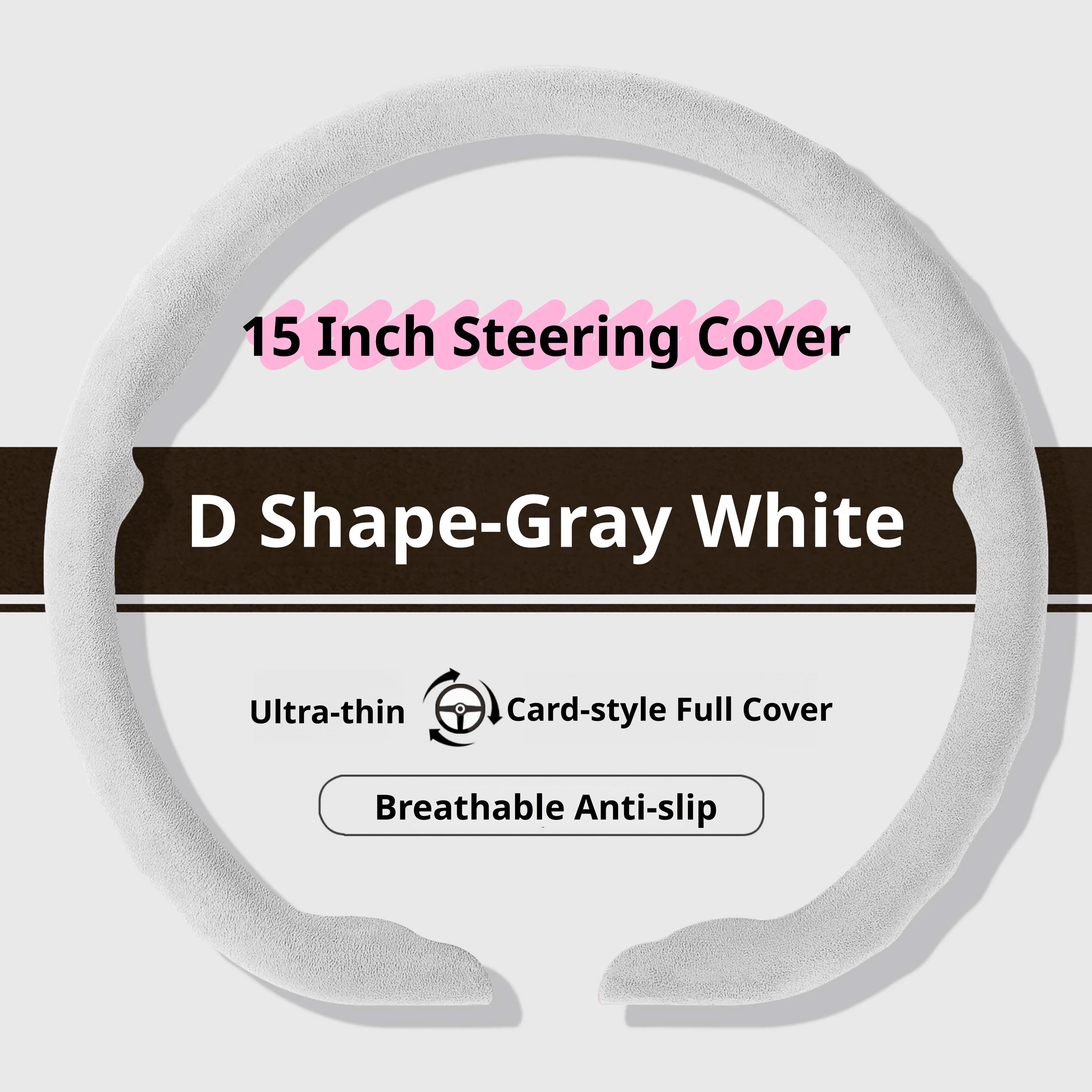 Premium Ultra-Thin Suede Steering Wheel Cover - Non-Slip, 15-Inch, Luxury Car Styling