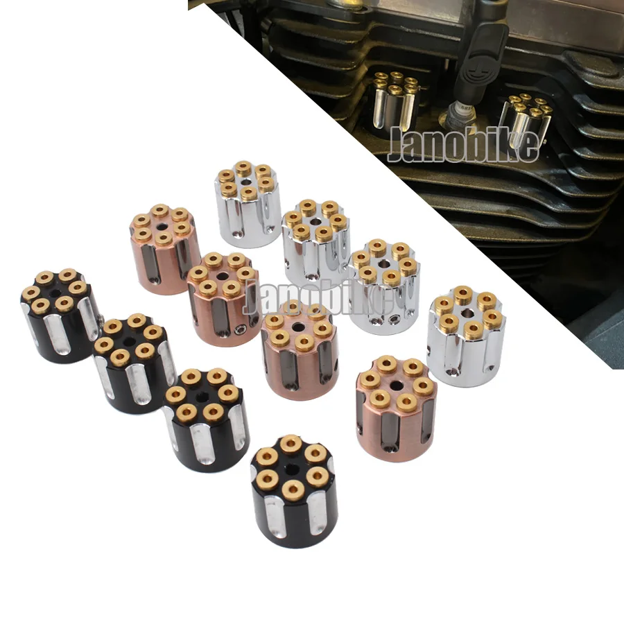 Moto Candela Testa Revolver Bullet Bolt Cap Cover Plug Per Harley Twin Cam Touring 1999-2017 Sportster Xl 883 1200 48