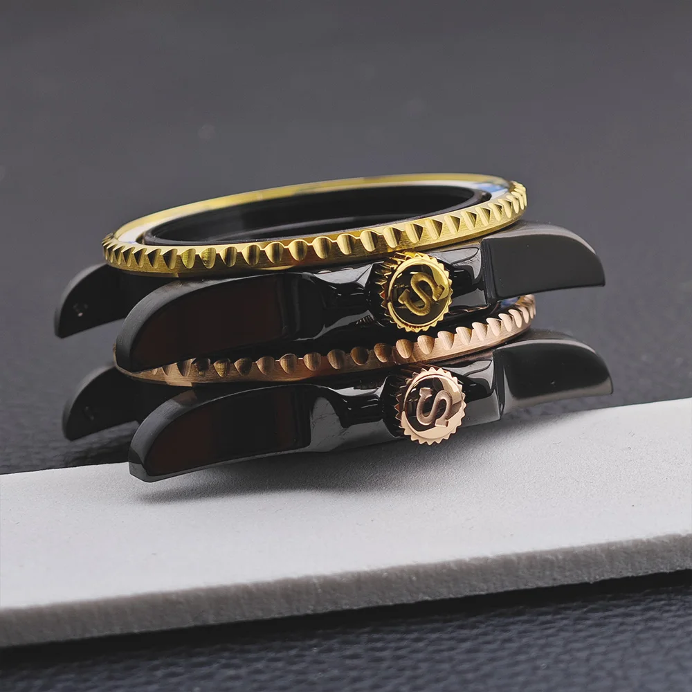 High-Quality Black Gold/Rose GMT Case with Chapter Ring - Stainless Steel Waterproof Accessories