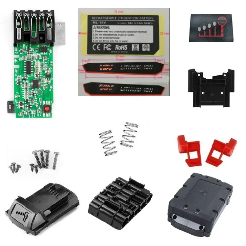 

For M18-5 Li-ion Battery Plastic Case PCB Charging Protection Circuit Board Shell Box For Milwaukee 18V 3.0Ah Sticker Housings