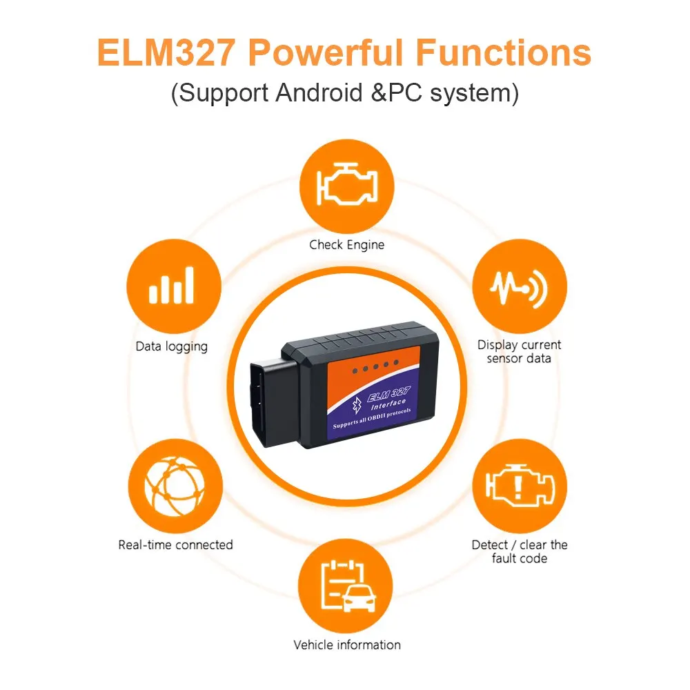 Diagnostic Instrument 1PC Android Windows ELM327 OBD2 V2.1 Bluetooth Car Detector Diagnostic Instrument Auto Fault Scanner Tool obd2 scanner obd code reader system diagnostic tool
