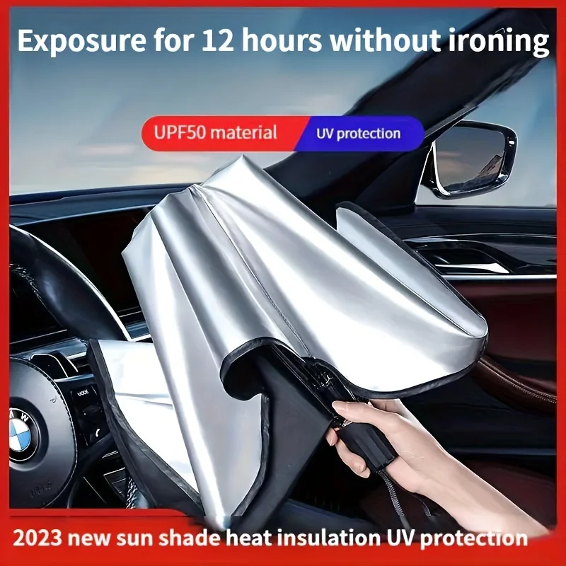 Front Windshield Car Sunshade – Heat Insulation Sunscreen Blocking Curtain for Small Cars & Compact Vehicles