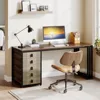 Computer Desk with 5 Drawers, 55-Inch Home Office Desk with Reversible File Drawer Cabinet, Modern Wooden Work Writin 1