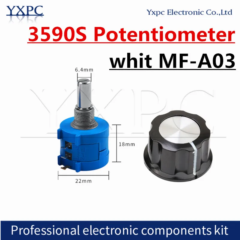 1pcs 3590S+MF-A03 knob Multiturn Potentiometer 500 1K 2K 5K 10K 20K 50K 100K ohm Potentiometer Adjustable Resistor 102 103 104 L