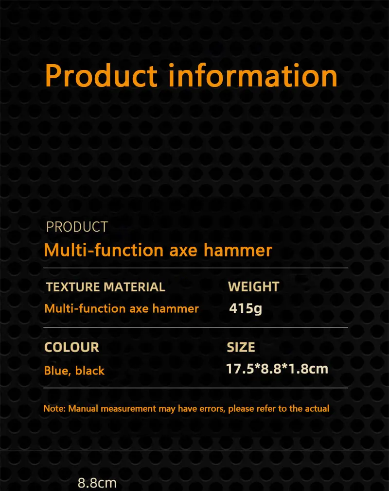 Description Picture 2 of itemMultifunctional outdoor hammer pliers axe hammer folding hammer window breaking escape hammer outdoor camping portable