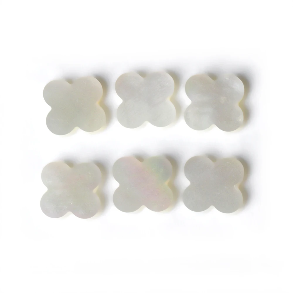 Mother of Pearl Loose Clover Beads White Shell 10mm 14mm Natural Shell Double Flat