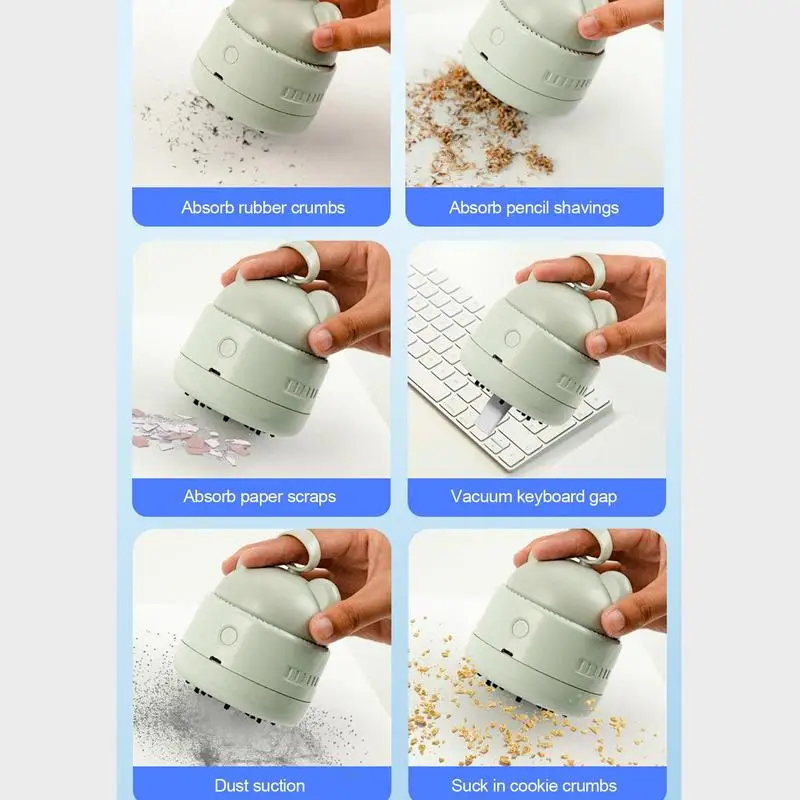 Desktop Vacuum Cute Portable Table Dust Vaccum Cleaner Crumbs -speed Cute Wireless Design Silicone Carry Handle USB Charging