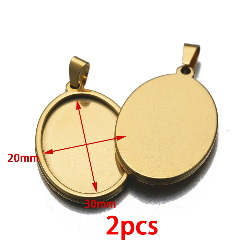 thumbnail image 2 of 10pcs/Lot 6-30mm Stainless Steel Blank Trays Pendant Settings With Clasps Cabochon Base Bezel For DIY Jewelry Making Supplies 2 of 14