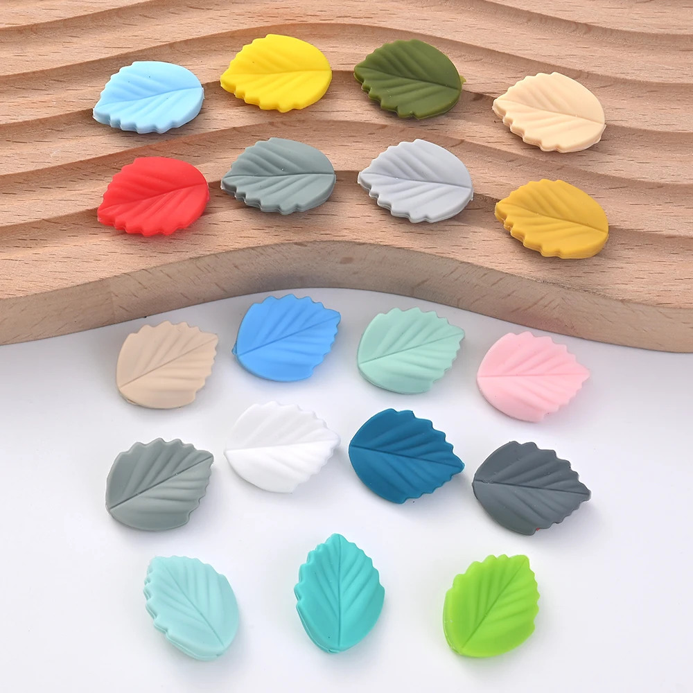 10Pcs Silicone Leaf Teether Beads Food Grade DIY Baby Nursing Chewable Teething Beads Toy BPA Free Pacifier Chain Accessories teething toys,silicone teething toys,baby teething toys,silicone beads,silicone teether,silicone teething beads