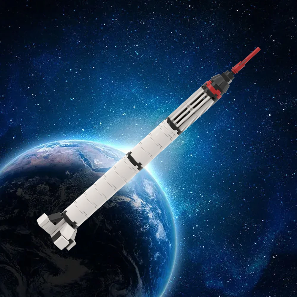Moc Mercury Redstone [Scala 1:110] Rocket Model Bricks Launcher Space Rocket Universe Aerospaziale Building Block Giocattolo Di Compleanno Per Bambini