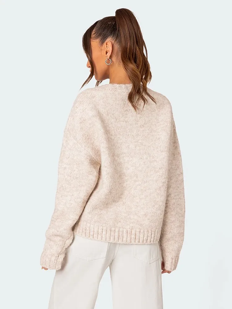 2024 Harajuku Hip Hop Knitted Men's Women's Sweater Fashio FLAG GIRL Pattern Printing Loose Tops Casual Streetwear Pullover 3