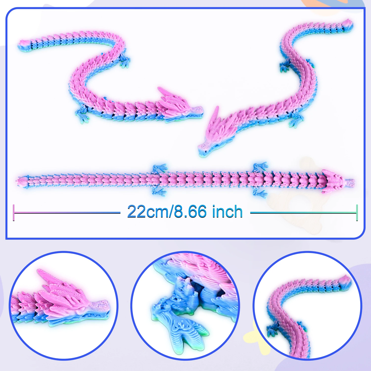 Vibrant 3D Dragon Toy with Articulated Joints - Fun Poseable Figure for Holiday Pranks and Novelty Gifts