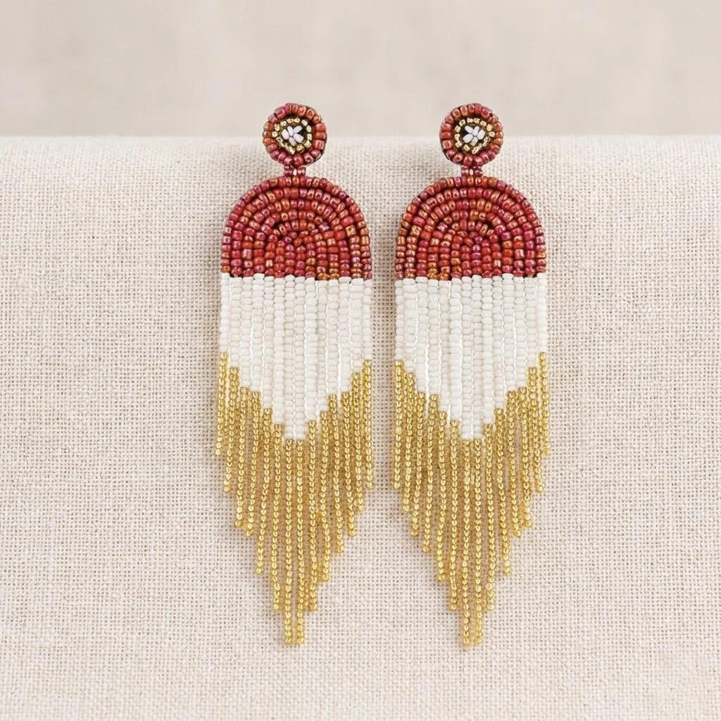 Boho Waterfall Tassel Earrings - Image 3