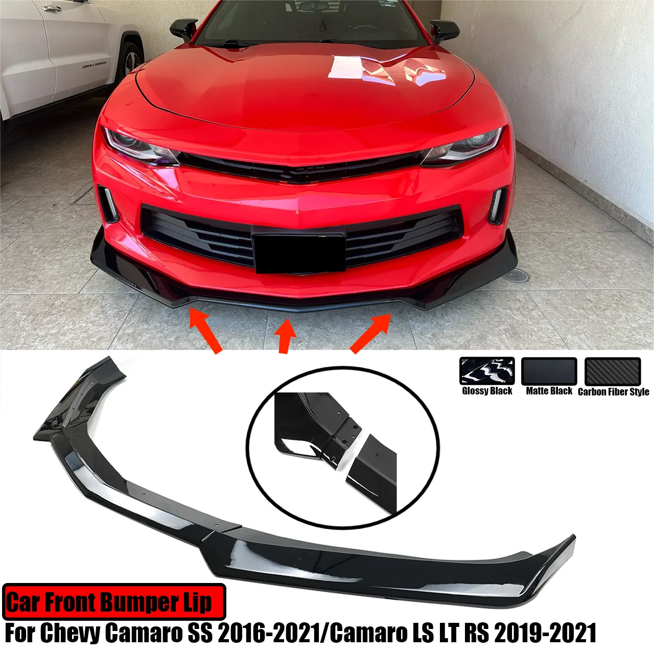 Carbon Fiber FOR CAMARO SS LS LT RS 2016-2021 FRONT BUMPER LIP SPLITTER SPOILER