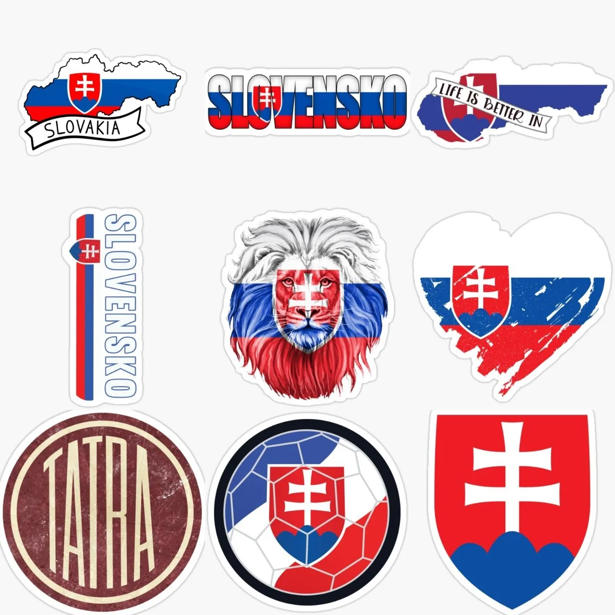 Slovakia Flag Map National Emblem Creative PVC Sticker for Decorate Car Motorcycle Laptop Bicycle Off-road Van Decal Accessories