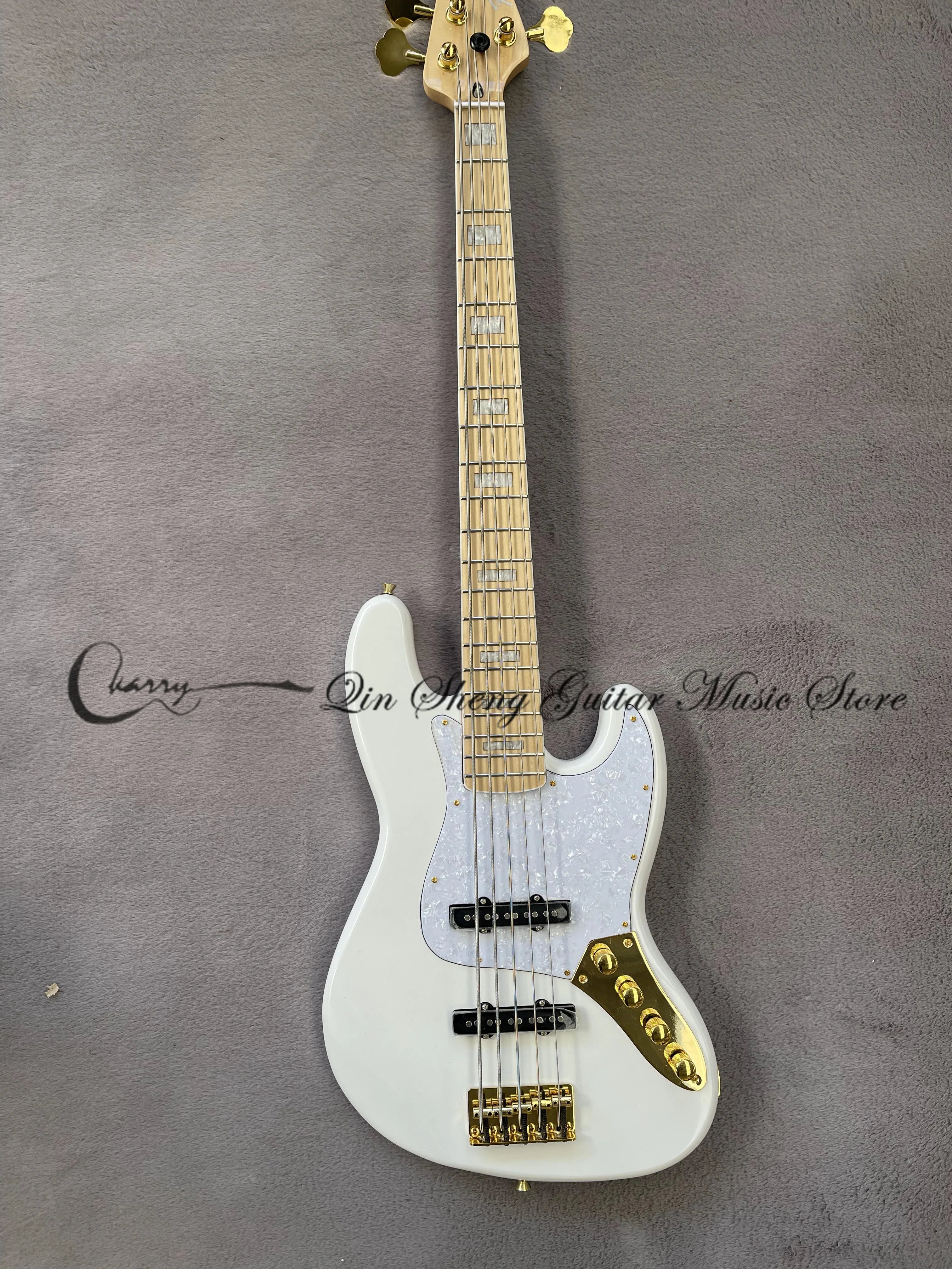 5 Strings Bass Guitar Jaz White Bass Maple Neck BassWood Body Active