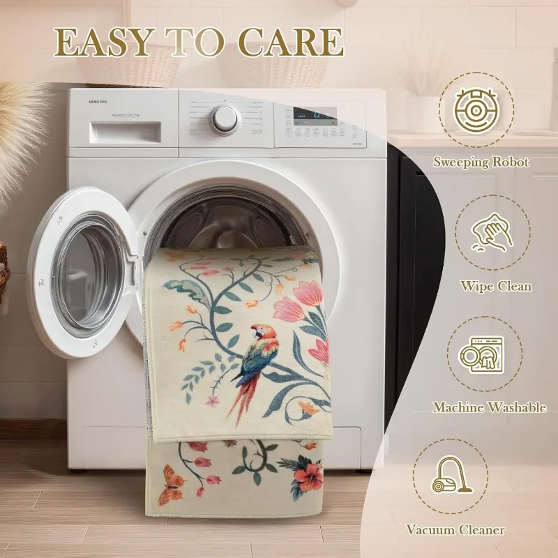 Carpet for Living Room Beige Botanical Jungle Tiger Print Rug Soft Non-Slip Machine Washable Floor Mat Hallway Bedroom Alfombra 6