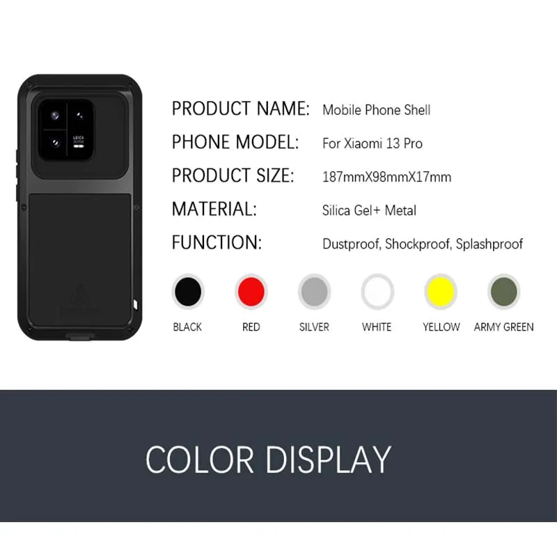 Case For Xiaomi 13 Pro Case LOVEMEI Heavy Duty Protection Doom Armor Metal Aluminum Phone Luxury Cover