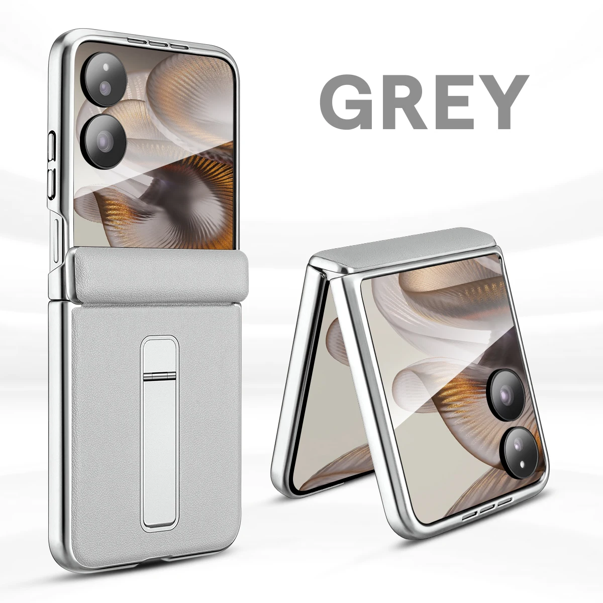 Luxury Leather Flip Case with Auto-Rebound Hinge and Moisture-Proof Plated Finish
