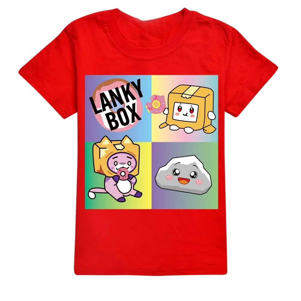 Kawaii Boys T-shirt Cartoon Lanky Box Cute Print Short Sleeve Girls Clothes Summer Casual Fashion Funny Cotton Children Tops Tee 4