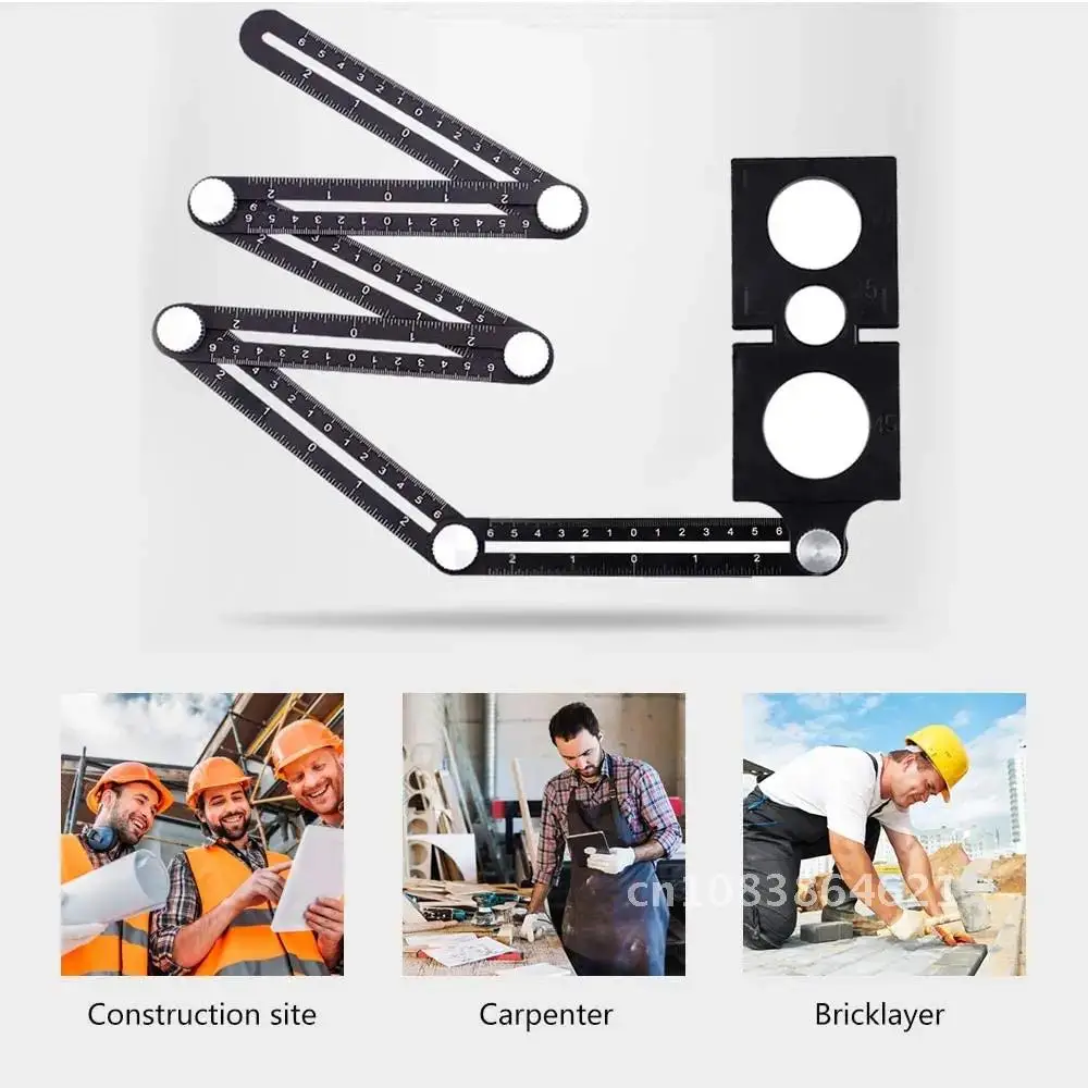 

6 Finder Measuring Ruler Set Angle Ruler Aluminium Alloy Locator Drill Guide Tile Hole Perforated Mold Template Tools Fold