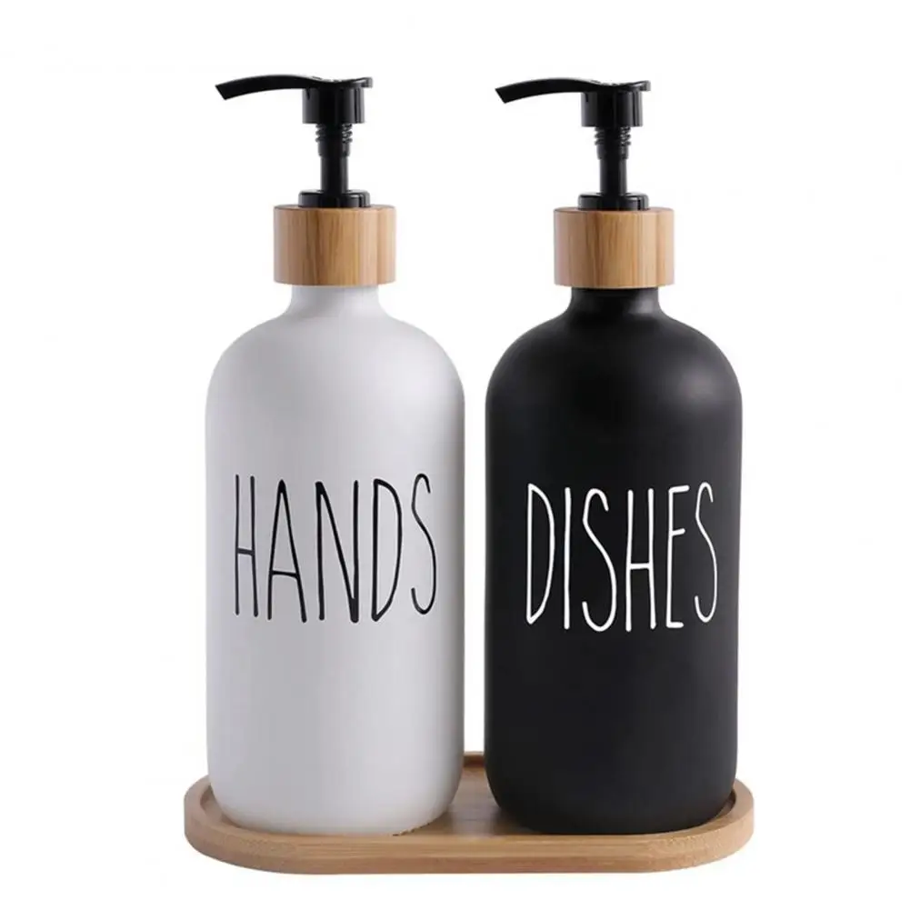 

500ml Kitchen Sink Dish Soap Dispenser Hand Soap Bottle Refillable Farmhouse Shampoo Bodywash Bottle with Waterproof Labels