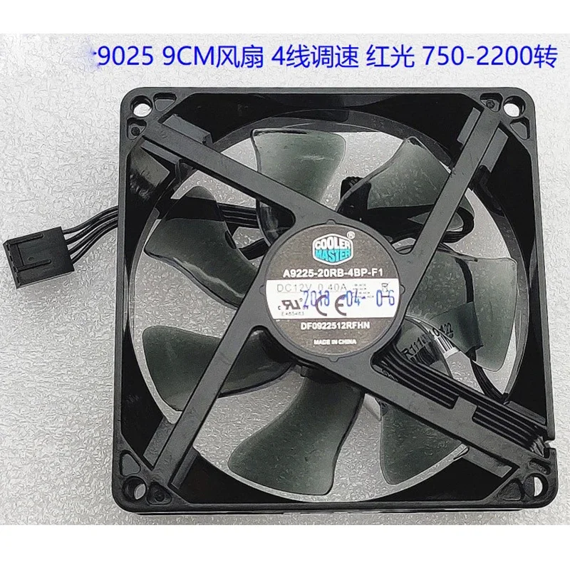 lot Cooler Master DC12V 0.40A 9025 92MM 90MM 90*90*25mm 92*92*25mm Cooing fan For CPU Cooling fan A9225-20RB with Red Led cooler master masterbox mb400l without odd mcb b400l kgnn s00