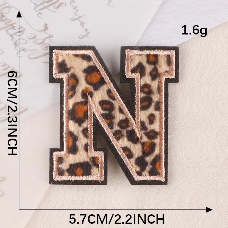 Leopard Print Embroidered Alphabet Badge Patches