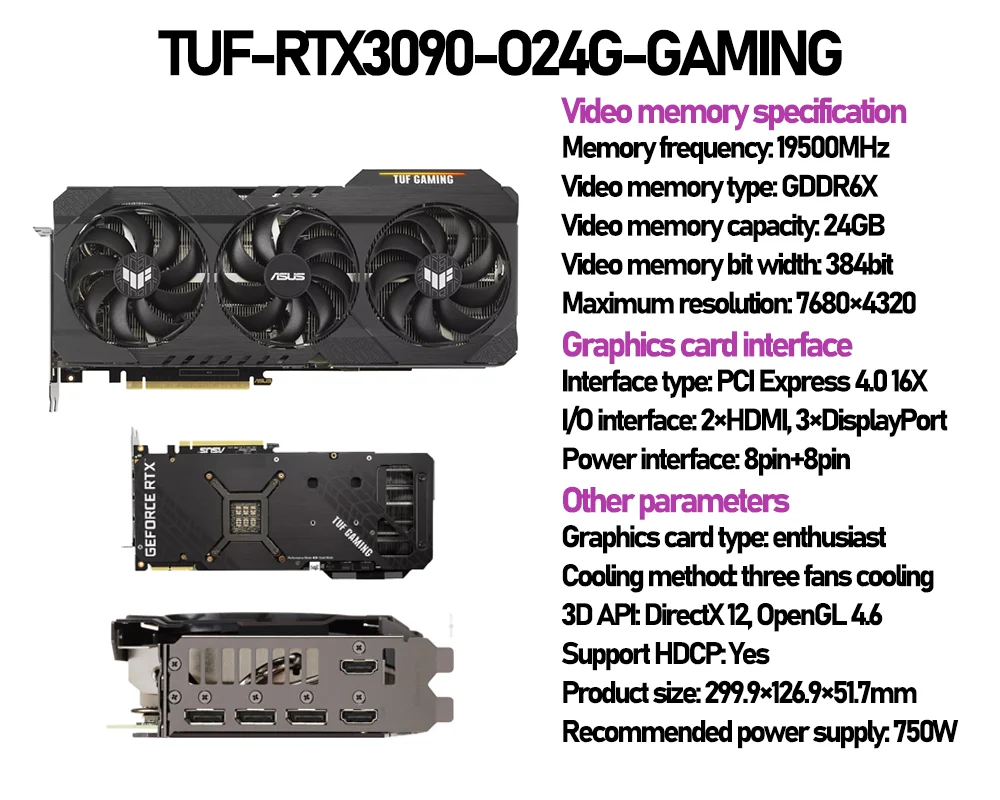 Asus GDDR6X Graphic card TUF RTX OG GAMING/ROG STRIX RTX OG  WHITE Desktop GPU NVIDIA bit gb Video card New