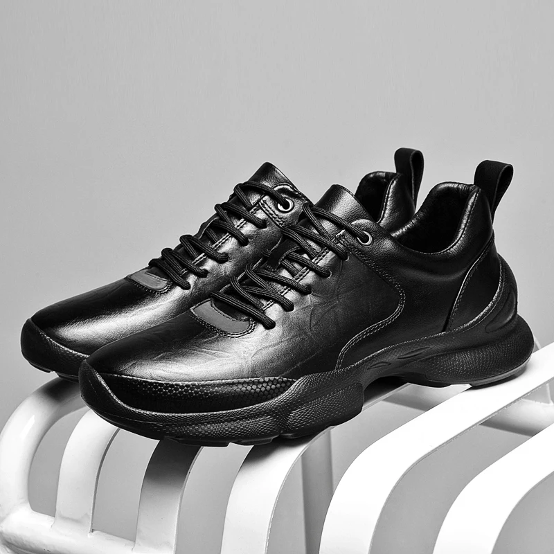 Genuine Leather Male Sneakers Lace-up Mens Casual Shoes Hot-selling Treking Footwear Outdoor Sports Shoes New Non-Slip Trainers - 2