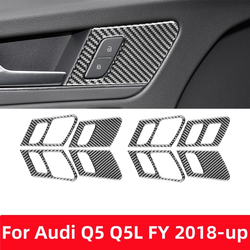 

Автомобильные аксессуары для Audi Q5 Q5L FY 2018-2023, Внутренний дверной замок из углеродного волокна, панель, рамка, отделка, наклейка, украшение
