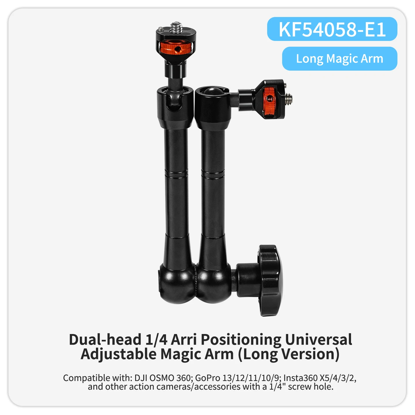 Zauberarm mit zwei Kugelköpfen, 11 Zoll, 7 Zoll, 360 cm ° Halterung für GoPro Insta360 DJI OSMO 360, Aluminium-Vakuumsauger, Autohalterung, magnetische Halterung – Detail 17