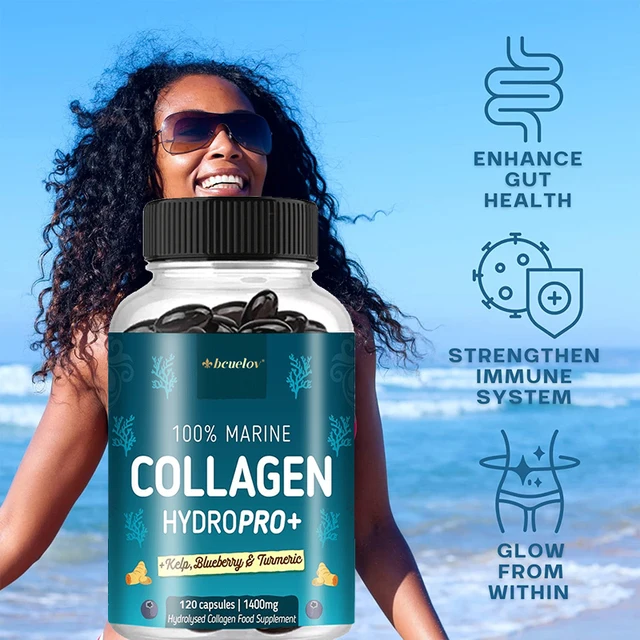 6438-2293e9.jpg Powerful Marine Collagen - With Hyaluronic Acid, Biotin & Blueberry - 1400mg Complex-Hydrolyzed Type 1-With Vitamins & Minerals