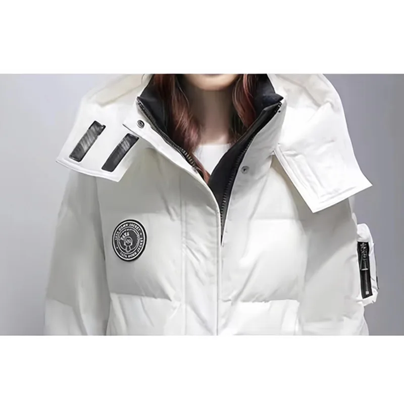 Women's Gradient Color Hooded Coat, 90% White Duck Down Jacket, Casual Parkas, Oversize Female Clothing, New Fashion, Winter