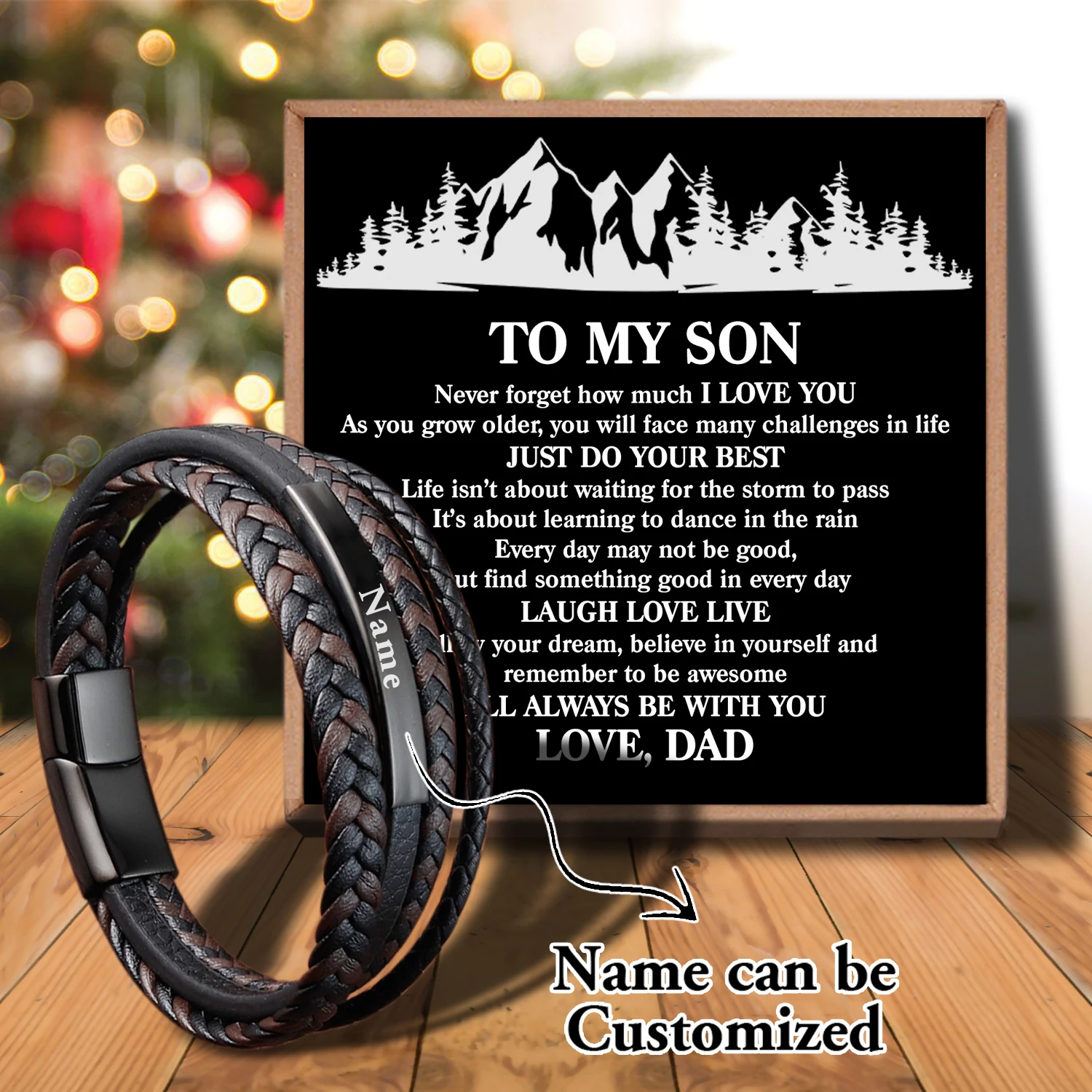 

Sap3024 Dad To My Son Hot Sell Men classice Multilayer Leather Bracelet Magnetic-clasp