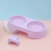 Pet Double Bowl Plastic Cat Dog Food Drinking Tray Feeder Pet Feeding Watering Bowl Pet Supplies Accessories 3